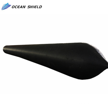 Inflatable rubber balloon for ship launching or landing